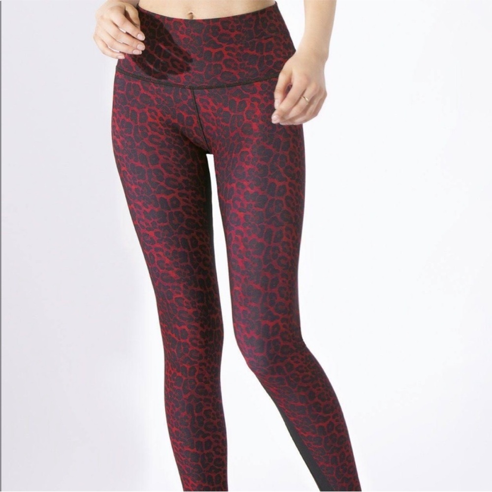 Wear it to Heart Revolve Women's Red Leopard Print Leggings Pants Joggers XS